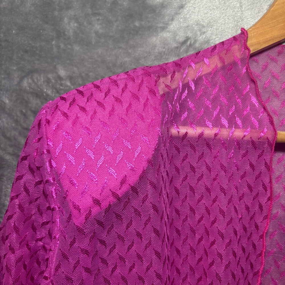 Sheer Open Front Kimono Cover Up Womens 20W Pink Career Event Beach Layering - Picture 3 of 9